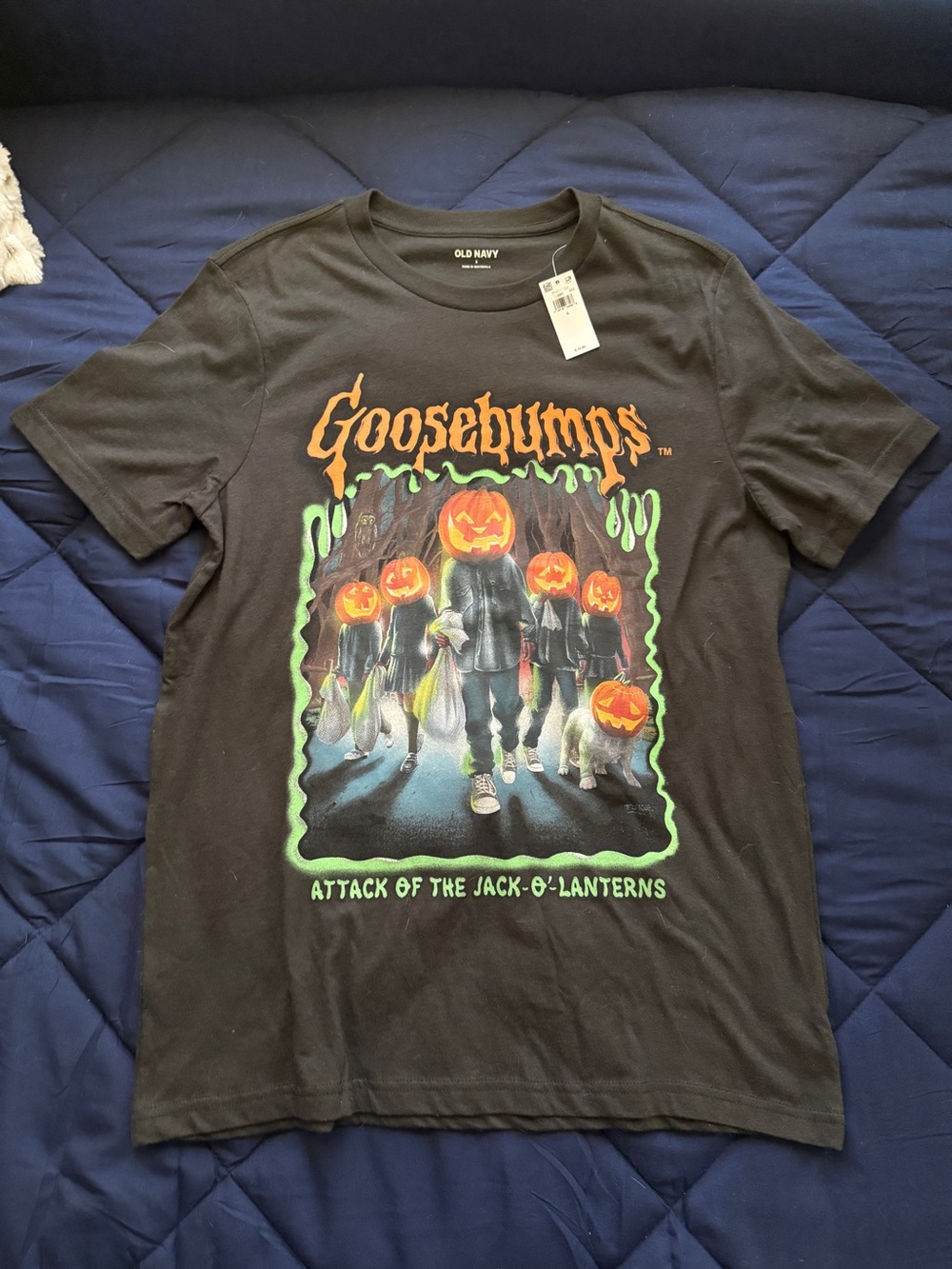 Goosebumps Unisex Black Attack of the Jack-o-Lanterns Shirt Old Navy NWT Size S